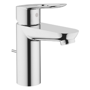 GROHE 23084000 BauLoop® Centerset Lavatory Faucet, 1.5 gpm Flow Rate, 3-7/16 in H Spout, 1 Handle, Pop-Up Drain, 1 Faucet Hole, StarLight® Polished Chrome, Function: Traditional