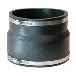 Fernco® 1002-66 Flexible Pipe Coupling, 6 in Nominal, Clay x PVC End Style, PVC