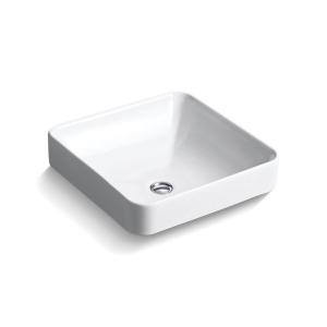 Kohler® 2661-0 Vox® Vessel Bathroom Sink with Overflow, Squared Shape, 16-1/4 in W x 16-1/4 in D x 6-3/4 in H, Vitreous China, White