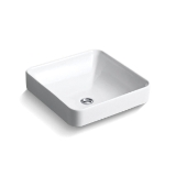 Kohler® 2661-0 Vox® Vessel Bathroom Sink with Overflow, Squared Shape, 16-1/4 in W x 16-1/4 in D x 6-3/4 in H, Vitreous China, White