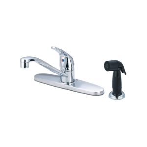 OLYMPIA K-4161H Kitchen Faucet, 1.5 gpm, 8 in Center, 360 deg Swivel Spout, Polished Chrome, 1 Handle, Side Spray(Y/N): Yes