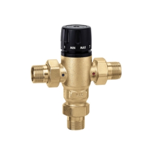 Caleffi MixCal™ 521500A Adjustable 3-Way Thermostatic and Pressure Balanced Mixing Valve, 3/4 in, MNPT, 200 psi, 1.3 gpm, Brass Body