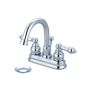 Pioneer 3BR300 Lavatory Faucet, Brentwood, Polished Chrome, 2 Handles, Brass Pop-Up Drain, 1.2 gpm Flow Rate