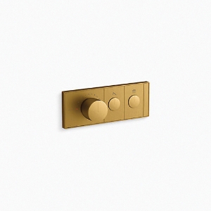 Kohler® 26346-9-2MB 2-Outlet Thermostatic Valve Control Panel, 8 gpm Valve, Vibrant® Brushed Moderne Brass