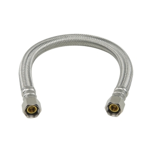 PlumbShop® PLS1-20KC F Flexible Faucet Connector, 3/8 in Nominal, Compression End Style, 20 in L, 125 psi Working, Reinforced PVC/Braided Stainless Steel