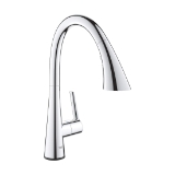 GROHE 30205002 30205_2 Ladylux Pull-Down Kitchen Faucet with Touch Technology, 1.75 gpm Flow Rate, Polished Chrome, 1 Handle, 1 Faucet Hole, Residential