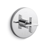 KALLISTA® P24421-CR-CP One™ Cross Handle Thermostatic Valve Trim with Cold and Hot Indexing - Less Rough Valve Trim Only, Polished Chrome