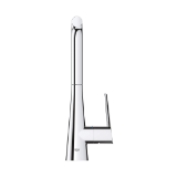 GROHE 33893002 Ladylux Pull-Out Kitchen Faucet, Residential, 1.75 gpm Flow Rate, Swivel Spout, Polished Chrome, 1 Handle, 1 Faucet Hole