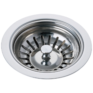 DELTA® 72010 Kitchen Sink Flange and Strainer, 4-1/2 in Nominal, 4-1/2 in OAL, Tailpiece Connection, Brass, Polished Chrome