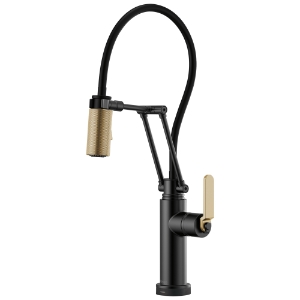 Brizo® SMARTTOUCH® 64244LF-BLGL Litze® Articulating Kitchen Faucet, 1.8 gpm Flow Rate, Swivel Spout, Matte Black/Luxe Gold, 1 Handle