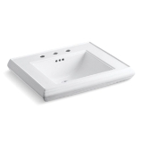 Memoirs® Bathroom Sink Basin With Overflow, Rectangular, 4 in Faucet Hole Spacing, 27 in W x 22 in D x 35 in H, Pedestal Mount, Fireclay, White