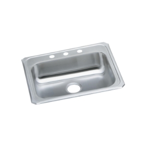 Elkay® GECR25211 Celebrity® Kitchen Sink, Brushed Satin, Rectangle Shape, 21 in L x 15-3/4 in W x 5-1/4 in D Bowl, 1 Faucet Hole, 25 in L x 21-1/4 in W x 5-3/8 in H, Top Mount, Stainless Steel