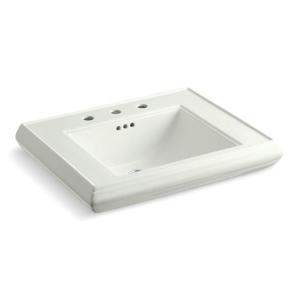 Memoirs® Bathroom Sink Basin With Overflow, Rectangular, 4 in Faucet Hole Spacing, 27 in W x 22 in D x 35 in H, Pedestal Mount, Fireclay, Dune