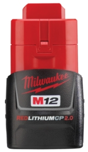 Milwaukee® M12™ REDLITHIUM™ 48-11-2420 Compact Rechargeable Cordless Battery Pack, 2 Ah Lithium-Ion Battery, 12 VDC Charge