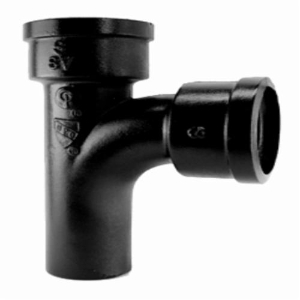 Charlotte SV 00043 2600 Service Weight Sanitary Tee, 6 x 6 x 4 in, Spigot x Hub x Hub, Cast Iron, Black