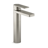 Kohler® 23475-4-BN K-Parallel® Tall Bathroom Sink Faucet, 1.2 gpm Flow Rate, 8-1/16 in H Spout, 1 Handle, Touch-Activated Drain, 1 Faucet Hole, Vibrant® Brushed Nickel, Function: Traditional